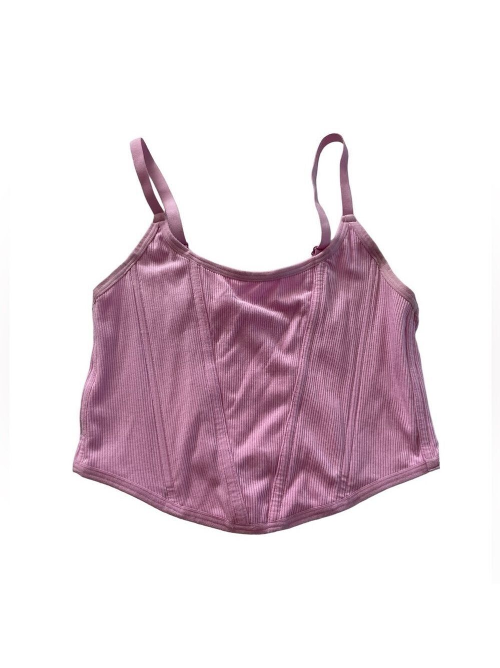 Colsie Pink Corset Ribbed Mesh Top - Picture 5 of 10